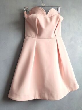 FINDERS KEEPERS PINK STRAPLESS MINI FLARED DRESS, SIZE XS